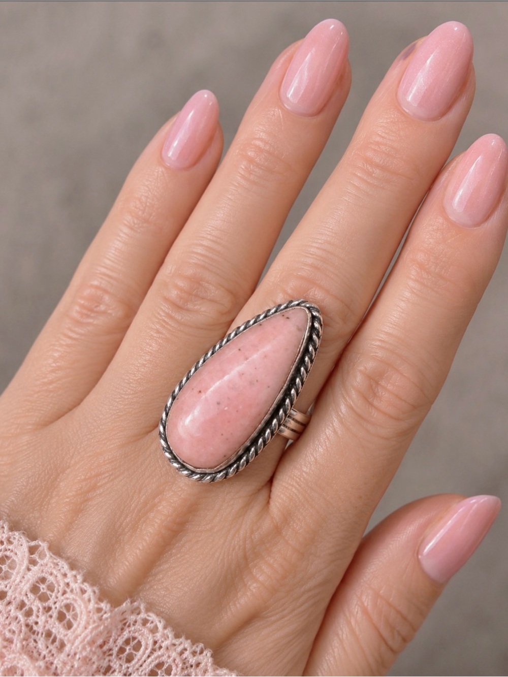 Pink Peruvian Opal Ring